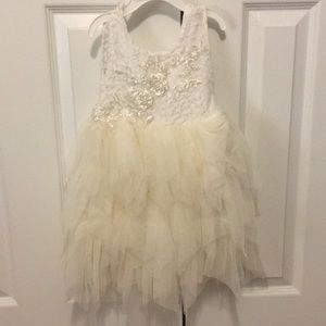 SOLD White and Ivory flower girl dress